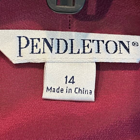 Pendleton Vintage Purple Silk Button Front Shirt with Tie Neck Plus Size 14 - Picture 3 of 6